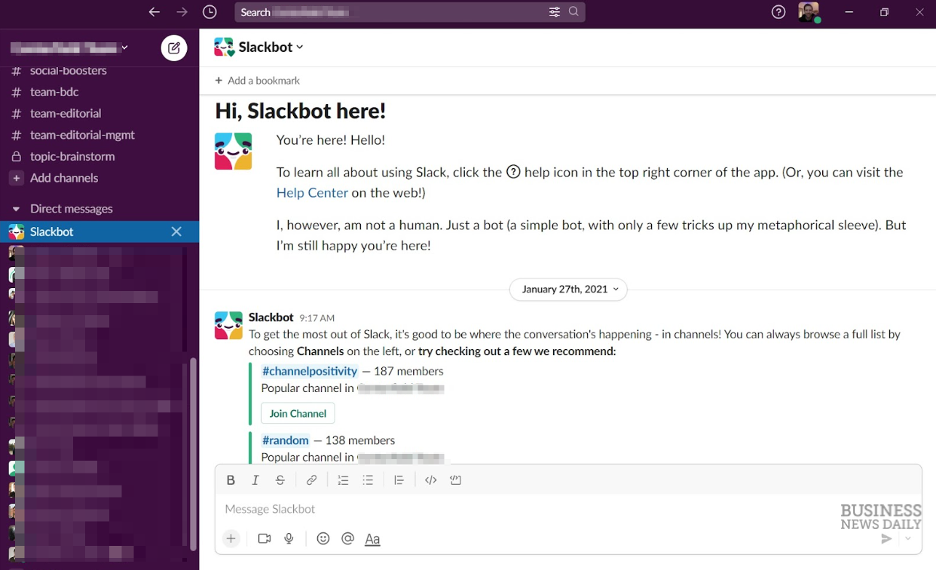 Slackbot screenshot