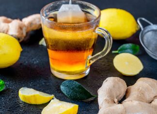 Ginger root tea with lemon
