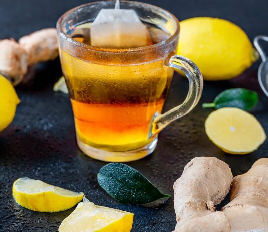 Ginger root tea with lemon